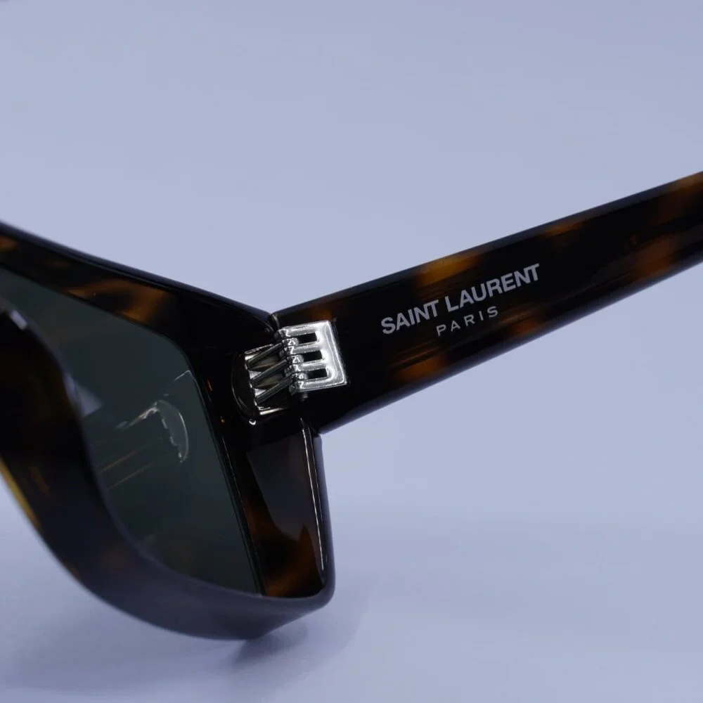 Saint Laurent SL 757 002 Sunglasses Havana Square Frame, Grey Lenses